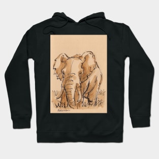 "Pensive"  Elephant Ink Wash Painting Hoodie